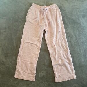 Nike Sportswear Women Pink Heathered Fleece Wide Leg Sweatpants Small BV3922-606